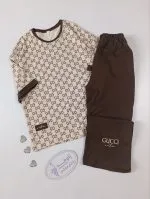 ست تیشرت شلوار Gucci قهوه‌ای - Image 2