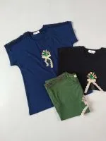 تیشرت سرشانه تور و گلدوزی - Image 3