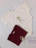 تیشرت سرشانه تور و گلدوزی - Image 10