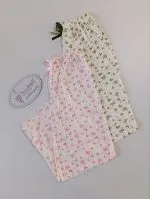 شلوار زنانه نخ پنبه کرکره ای طرح پروانه