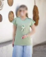 تیشرت سرشانه تور و گلدوزی - Image 11