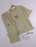 ست تیشرت لانگ و شلوار بگ پاپیون - Image 3