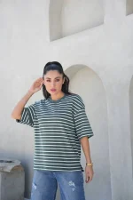 تیشرت لانگ راه راه مریم - Image 10