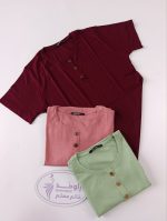 تیشرت سایز بزرگ زنانه برشکا دکمه دار - Image 5