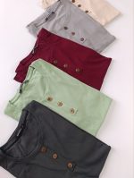 تیشرت سایز بزرگ زنانه برشکا دکمه دار - Image 6