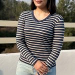 بلوز زنانه یقه هفت راه راه - Image 7